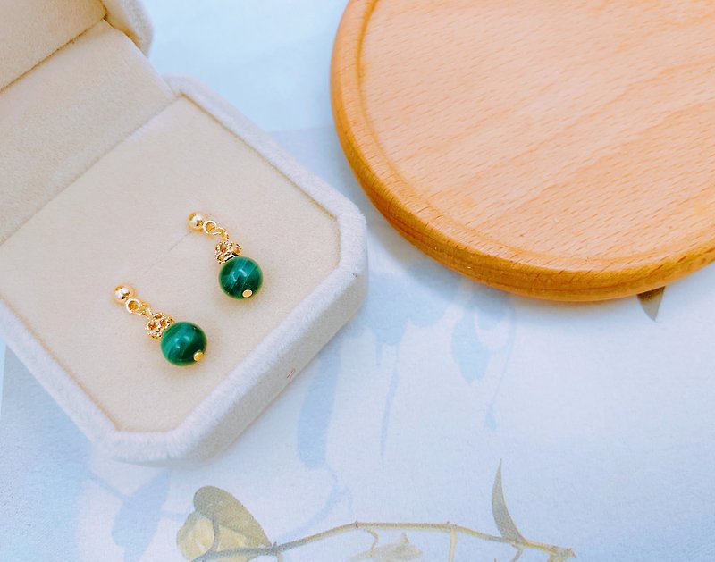 14K Gold Natural Stone Earrings I Understated Elegance Collection - Delicate Stone - Earrings & Clip-ons - Gemstone Green