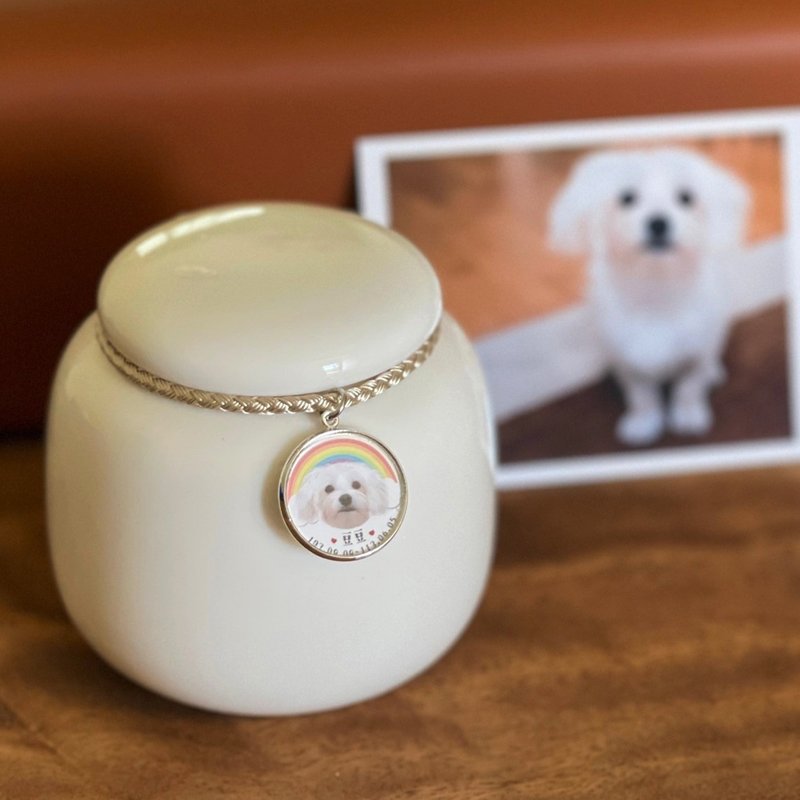 [Customized] Pet urn | Pet photo/name/anniversary | Praying elegantly - white - Other - Pottery White