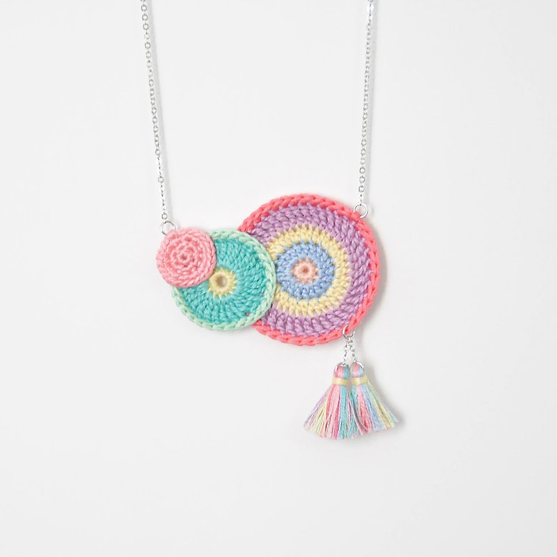 【訂製】幸福年輪 彩虹 項鍊 Blessed Ring Rainbow Necklace - 項鍊 - 繡線 多色