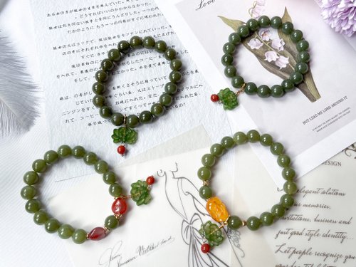 LifelikeDream Handmade 晴水和田玉 蜜蠟 南紅瑪瑙 14k包金原創設計手鍊
