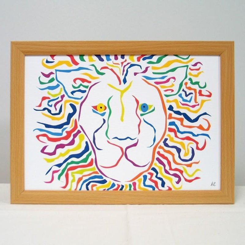 繪畫插圖藝術獅獅獅白色 Painting illustrations Art Lion Lion LION white A4-k02 - Posters - Other Materials Multicolor