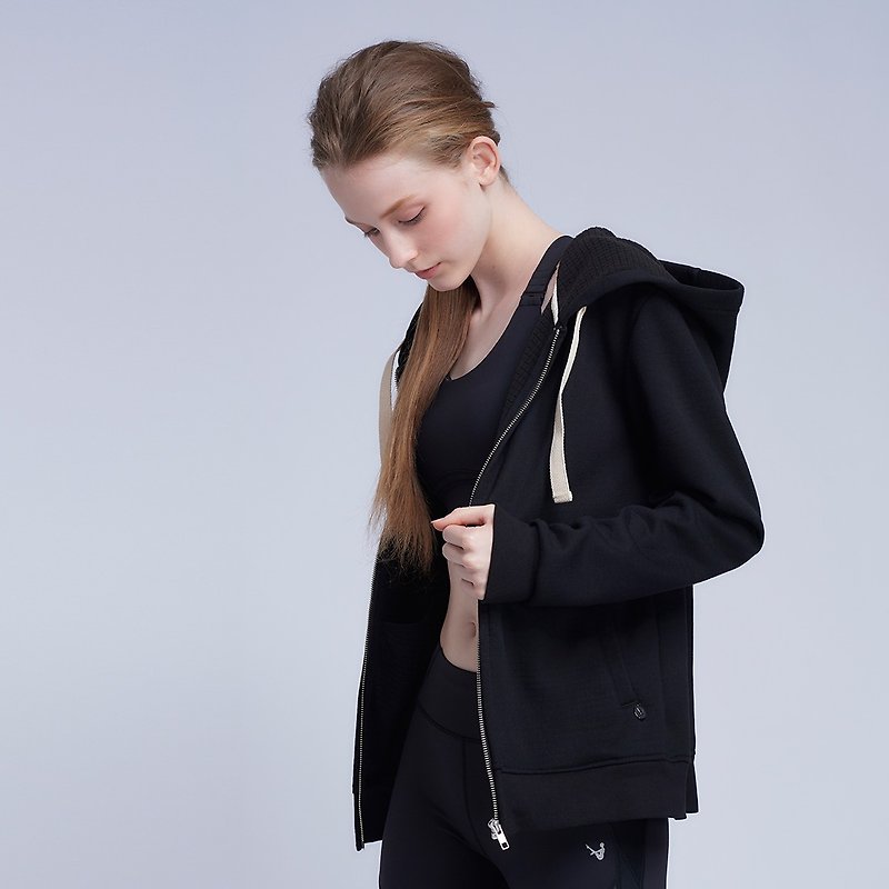 [MACACA] Thermal Storage Hooded Jacket-BPE4181 Black - Women's Sportswear Tops - Polyester 