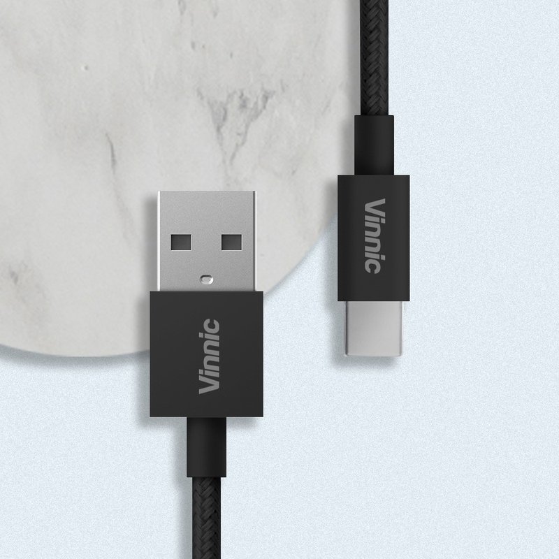 Vinnic USB-A to USB-C Cable - ที่ชาร์จ - วัสดุอื่นๆ สีดำ