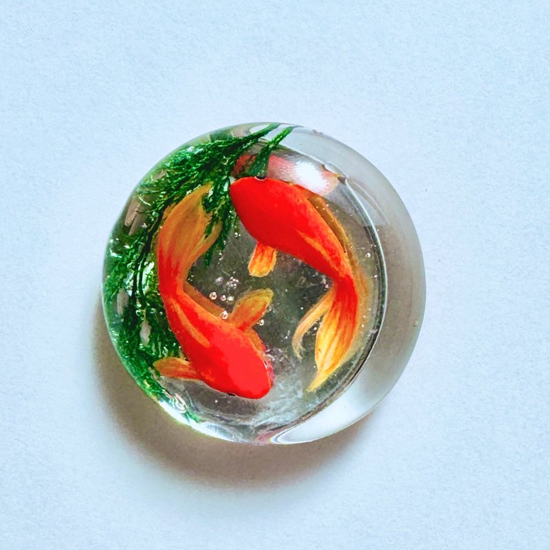 Made to order  Goldfish Keychain Pony Hook Brooch - Charms - Resin Red