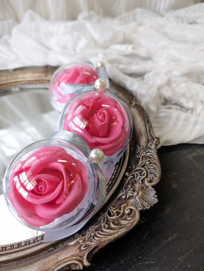 Wedding gifts corporate gifts Gemstone rose soap flower silver gray ribbon soap flower ball - Other - Other Materials Pink