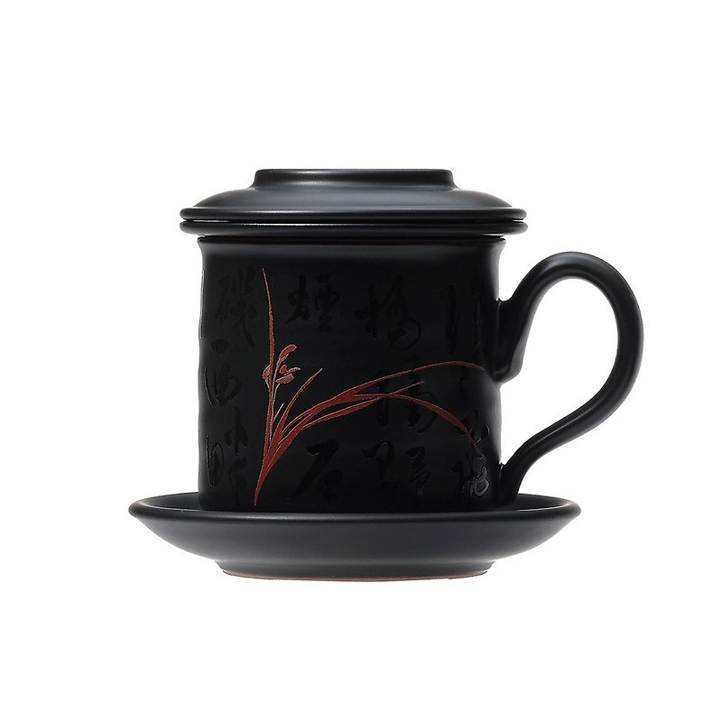 Tao Workshop│Four Seasons Puru-Chunlan Concentric Cup - Teapots & Teacups - Pottery Black