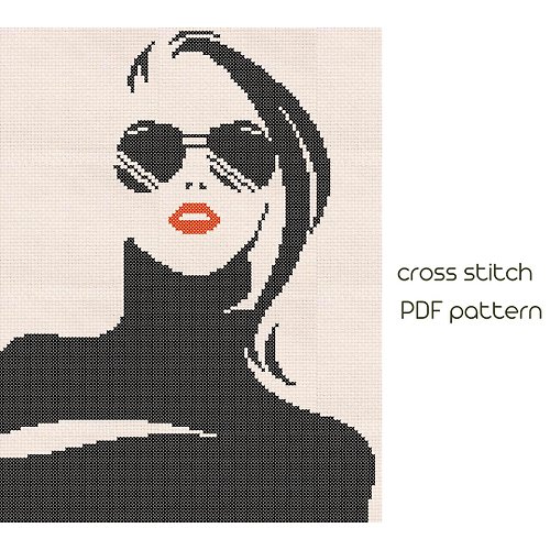 NaraXstitch patterns 十字繡圖案 Pop art cross stitch, Lady cross stitch pattern, PDF Pattern /38/