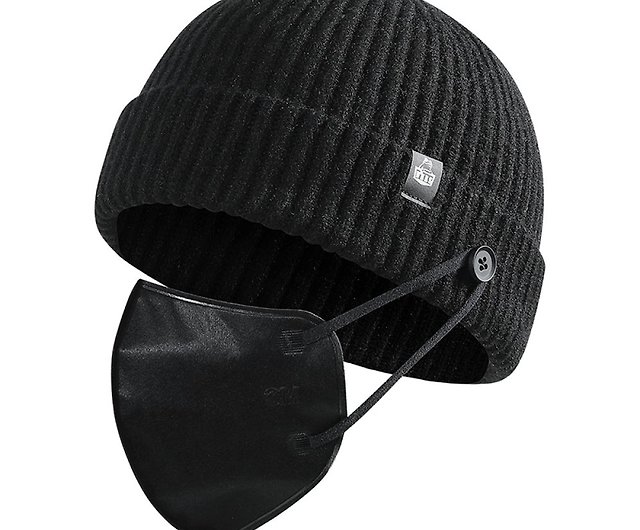 Functional wool knitted cold hat curling dome cotton hat mask