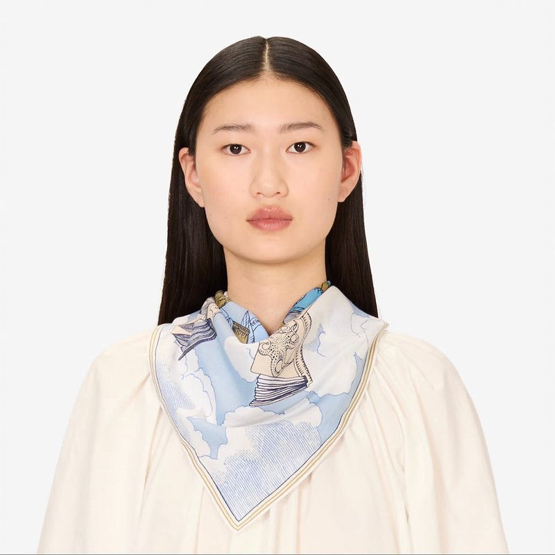 【INOUI EDITIONS】EDITIONS 絲棉方巾 / BLUE - 圍巾/披肩 - 棉．麻 粉紅色