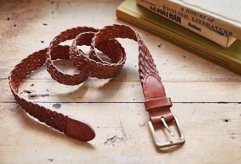 Lin Guoliang feels woven belt brown - Belts - Genuine Leather Brown