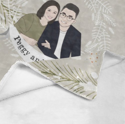 hkgiftforu 【情人節禮物】客製插畫毛毯冷氣毯-淺灰啡色雪花 結婚情侶禮物