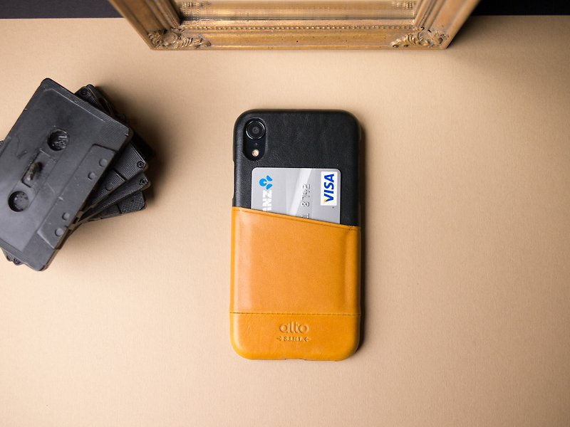 Alto iPhone XR Metro Leather Case – Caramel/Raven - Phone Cases - Genuine Leather Orange
