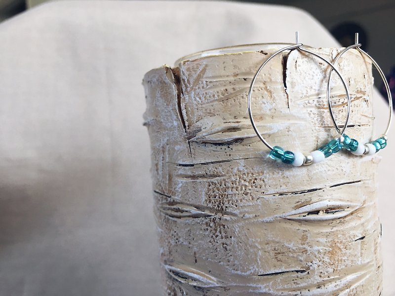 祝福祝福プロジェクトは、手作りの銀のイヤリング青いビーズ円のキリスト教の福音の質感をブランド化することを計画します - ピアス・イヤリング - 金属 シルバー