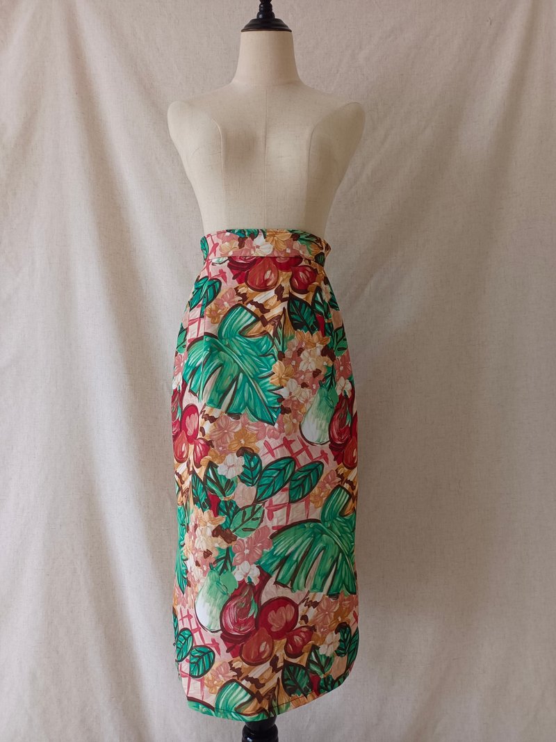 Designer collection 油畫藝術印花高腰側開衩窄裙 - 裙子/長裙 - 聚酯纖維 多色
