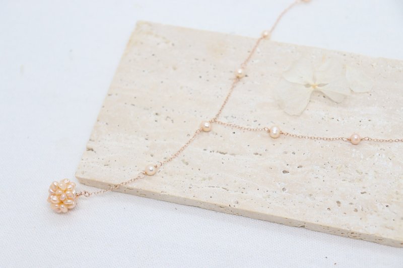 (14KGF) Freshwater Pearl Y Necklace Wedding Jewellery Elegance Bridal Necklace - 項鍊 - 珍珠 金色
