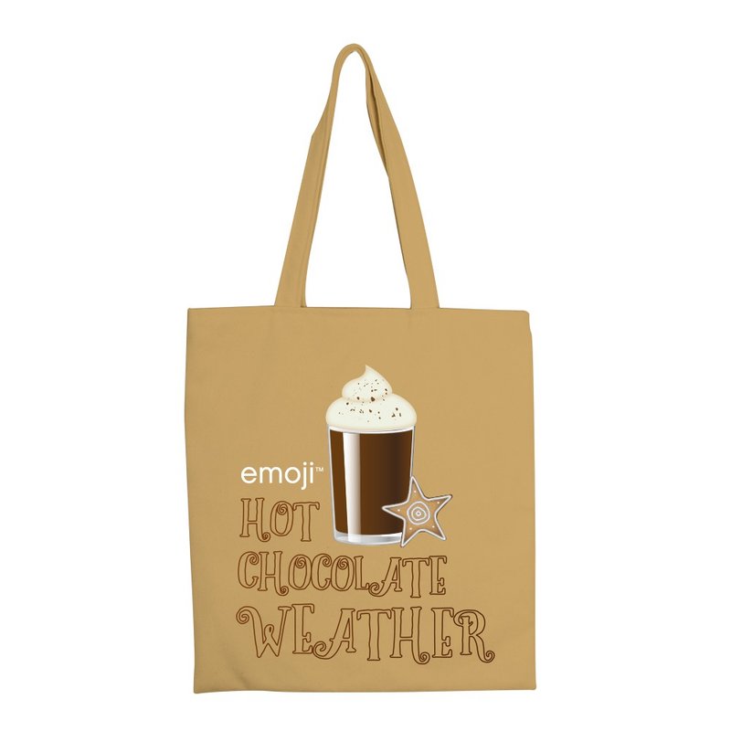 emoji表情符號授權-彩色手提購物包(卡其),EM07 - 手提包/手提袋 - 棉．麻 咖啡色