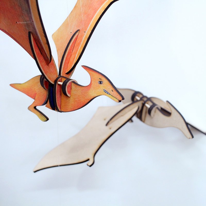 機關玩具 - 翼手龍pterodactyl - 寶寶/兒童玩具/玩偶 - 木頭 咖啡色