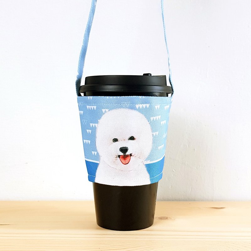 Bichon eco-friendly cup set/beverage bag/animal pet shape - Beverage Holders & Bags - Other Materials Blue