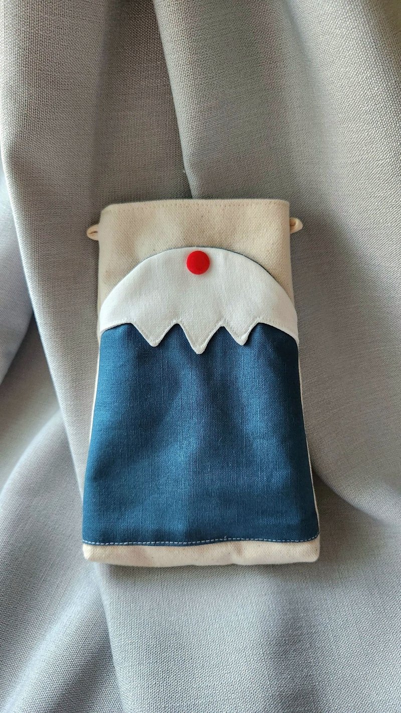 丈青富士山手機袋背面無拉鏈款 - 側背包/斜背包 - 棉．麻 