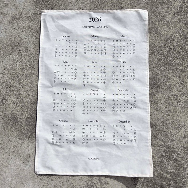 2026 仿棉布年曆  客製布年曆 - 日曆/月曆/年曆 - 聚酯纖維 多色