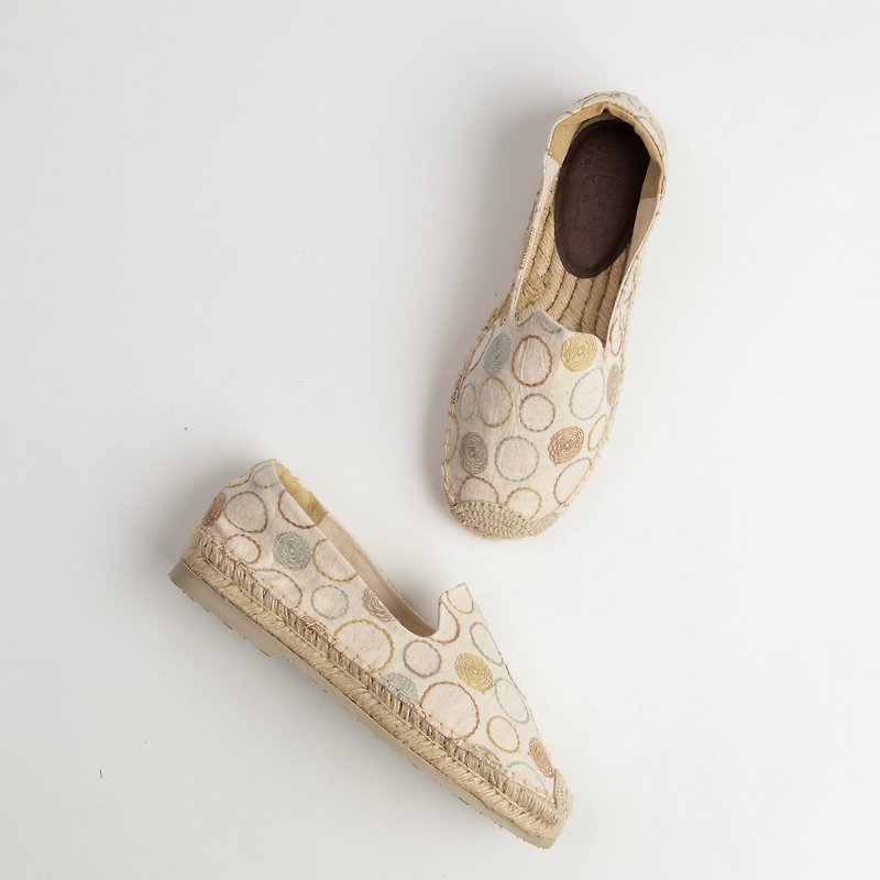 台湾製の生地で手縫いの靴作り エスパドリーユ - スリッポン - コットン・麻 ホワイト