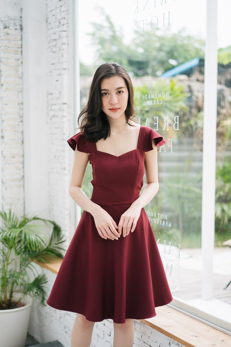 Wedding Dress Maroon dress Red Prom Dress Summer Dress Vintage Party Dress  - 洋裝/連身裙 - 聚酯纖維 紅色