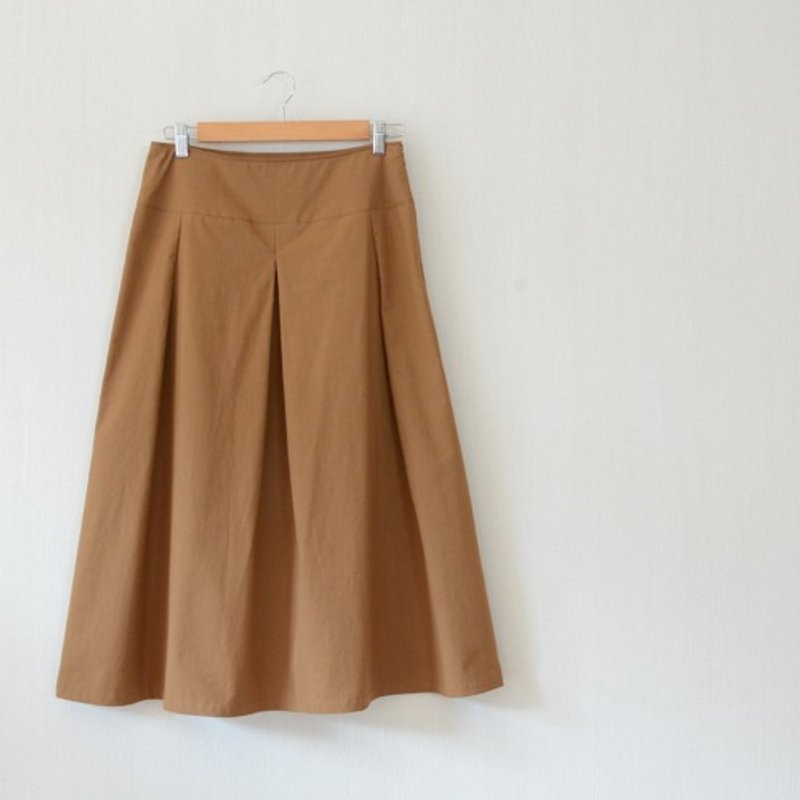 Pinkoi Proxy Purchase -  [Size Adjustment] Horse cloth tuck long skirt, camel, 100% cotton - Skirts - Cotton & Hemp 