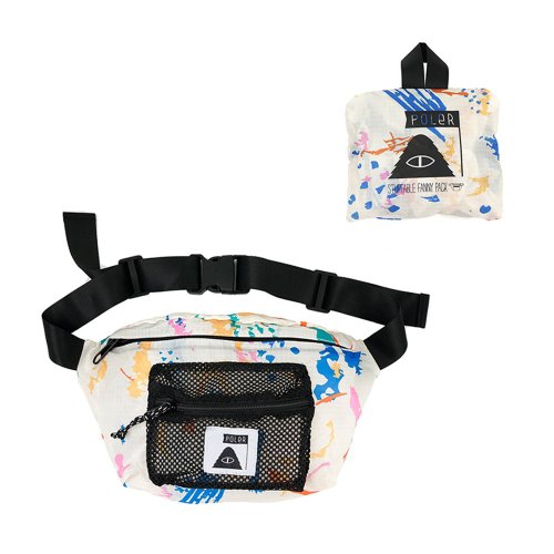 POLER 臺灣總代理 【彩虹】日韓限定 POLER FANNY PACK 可收納網袋腰包 噴漆彩漾