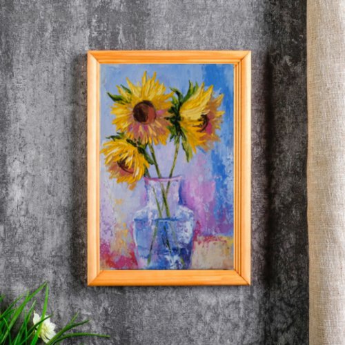 ひまわりの絵 花の絵 オリジナルの絵画 キャンバスに油彩
