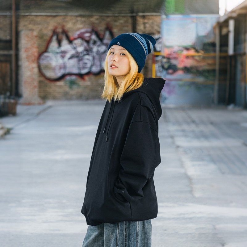 TopBasics Two Pockets Hoodie - เสื้อฮู้ด - ผ้าฝ้าย/ผ้าลินิน สีดำ