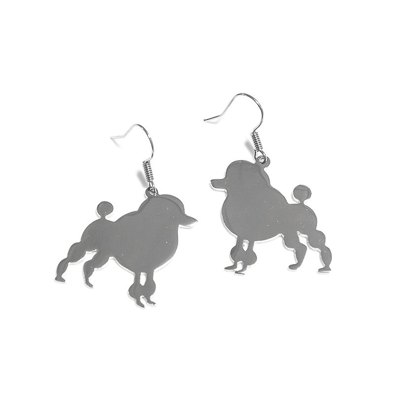 Poodle graphic earring - 耳環/耳夾 - 銅/黃銅 銀色