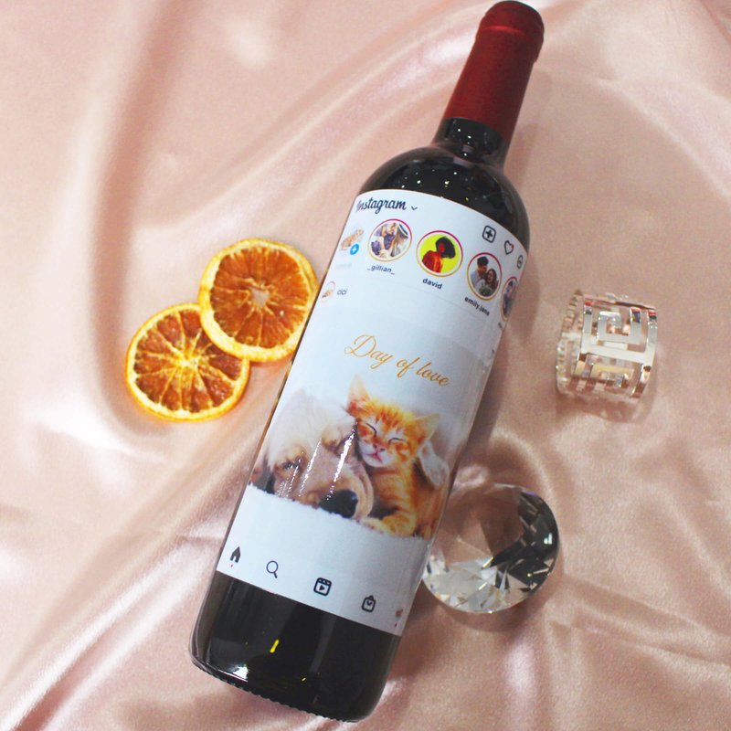 Treasure Memory Series | Customized daily red wine with love - colored diamond printing - Wine, Beer & Spirits - Glass 