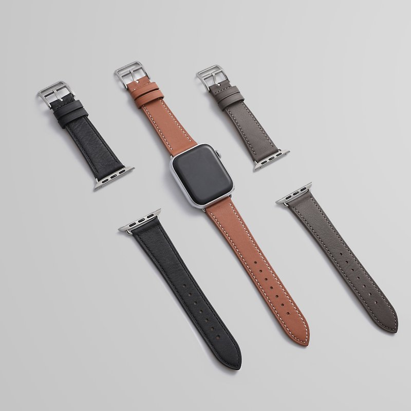 Apple Watch 小牛皮 皮革 真皮錶帶 防水 自訂刻印 禮物 升級版本 - 錶帶 - 真皮 多色