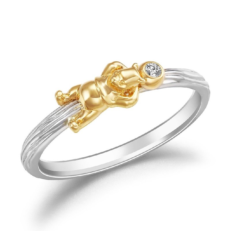 Disney [Real Diamond Ring 4456.4364] Pooh Series 2 Points Diamond Two-color Ring D/VVS1 - แหวนทั่วไป - เครื่องประดับ 