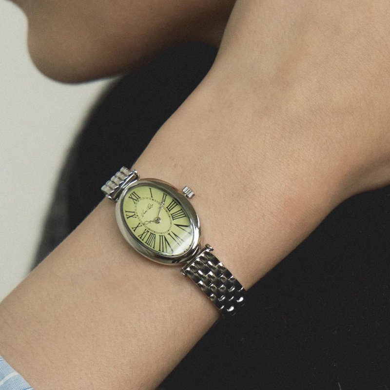 【Ven & Qu】Dome Beads 銀鼠尾草手錶 – 21×31 mm 錶殼 不鏽 - 女錶 - 不鏽鋼 綠色
