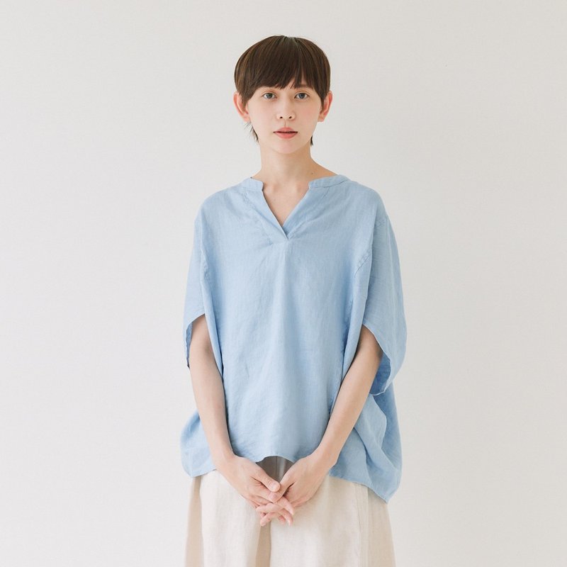 【Simply Yours】亞麻蝙蝠袖上衣 藍F - 女上衣/長袖上衣 - 棉．麻 藍色