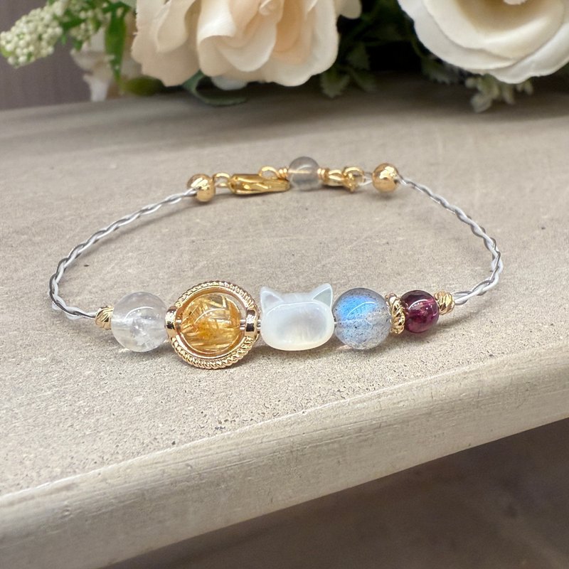 Radiant Warmth Cat Light | Guard Intuition | Stabilize Action | Gently Replenish Energy | Neighbor Handmade - สร้อยข้อมือ - คริสตัล สีเหลือง