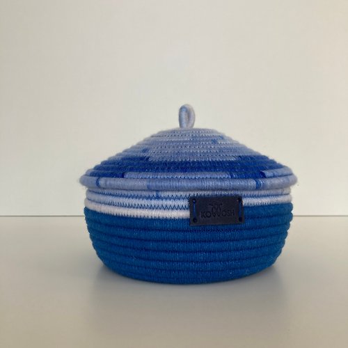 KOTTOSH ART Blue storage basket with lid 16.5 cm x 12 cm