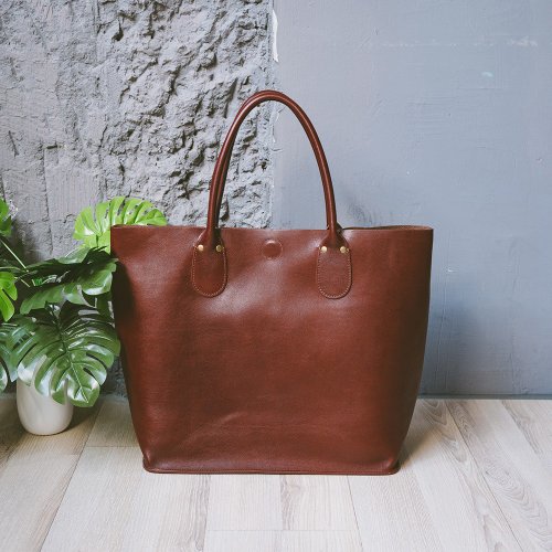 寇比手工皮件 Colbie Leather 經典真皮大容量托特包 6053 紅棕V