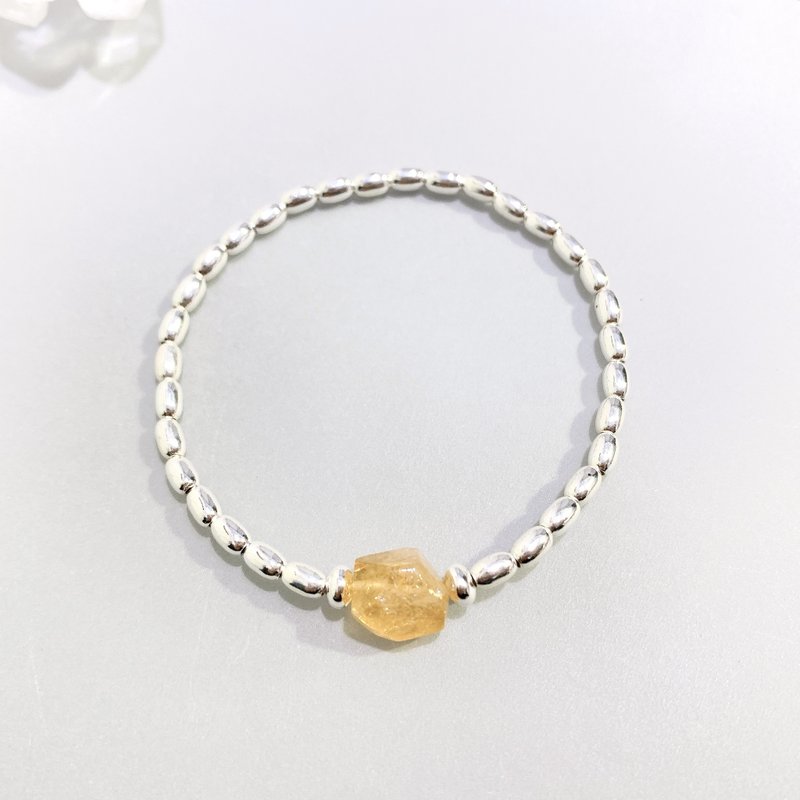 Ops Citrine silver bracelet-黃水晶/純銀/招財/原礦/獨特/臍輪 - 手鍊/手環 - 寶石 金色