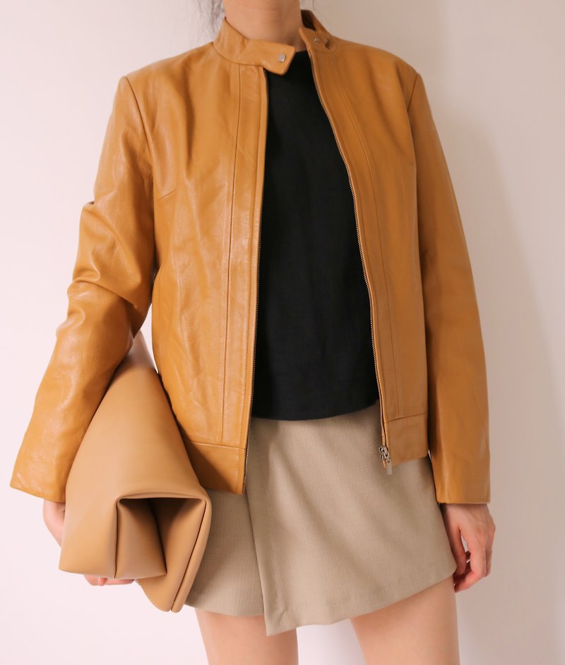 Lea Jacket Caramel Color Leather Jacket (Old Fashioned) - Women's Casual & Functional Jackets - Genuine Leather Blue