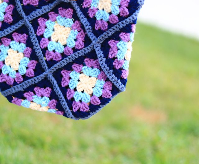 五角形の織りバッグ -パープルを基調とした - ショップ zik² - かぎ針