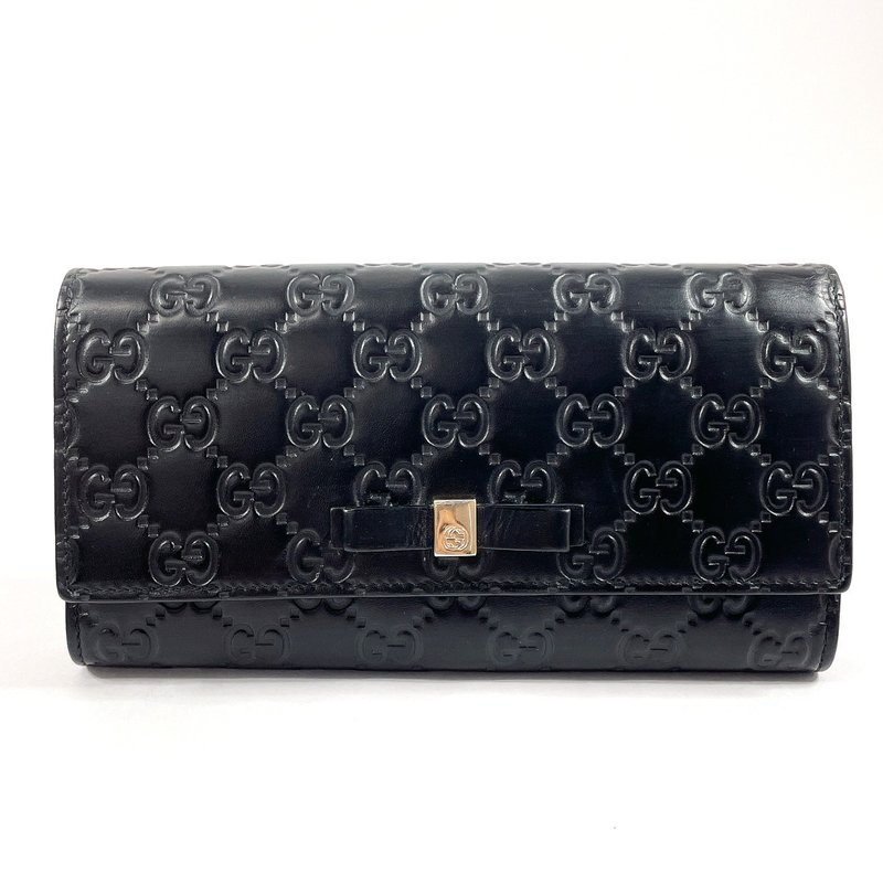 【日本直送 中古美品】グッチ GUCCI 長財布 388679 リボン シマレザー ブラック - 錢包/皮夾/長短夾 - 真皮 黑色