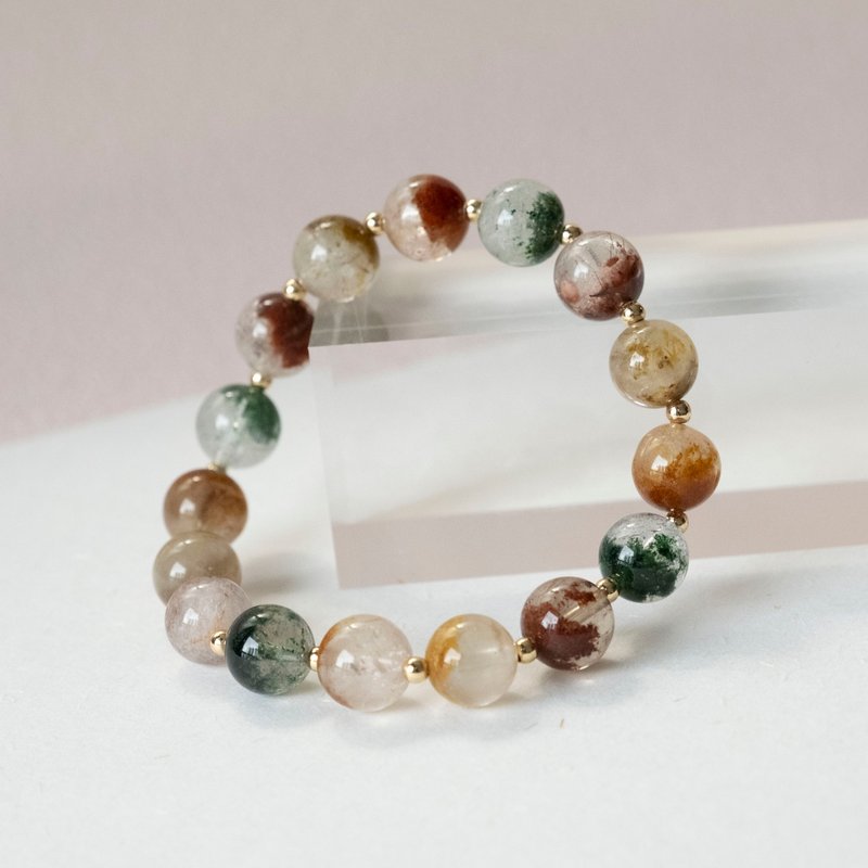 Phantoms of the Four Seasons genuine gemstones stretch bracelet birthday gift - สร้อยข้อมือ - คริสตัล หลากหลายสี