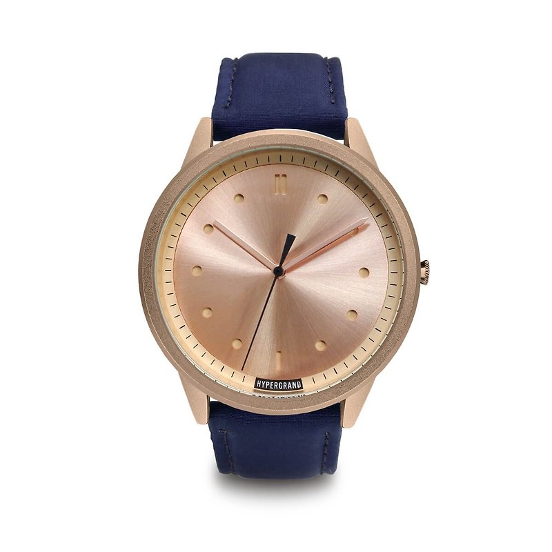 HYPERGRAND-02 Basic Series- Rose Gold Dial x Blue Pilot Watch - นาฬิกาผู้ชาย - วัสดุอื่นๆ สีน้ำเงิน
