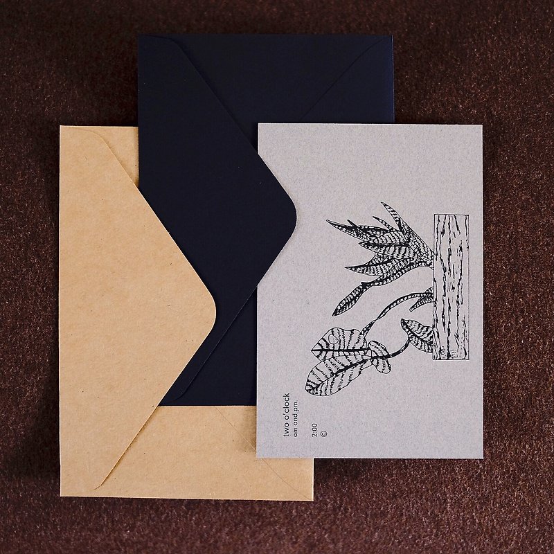 やさしいシンボルの乱入植物＃4 /封筒付きポストカード - カード・はがき - 紙 ブラウン