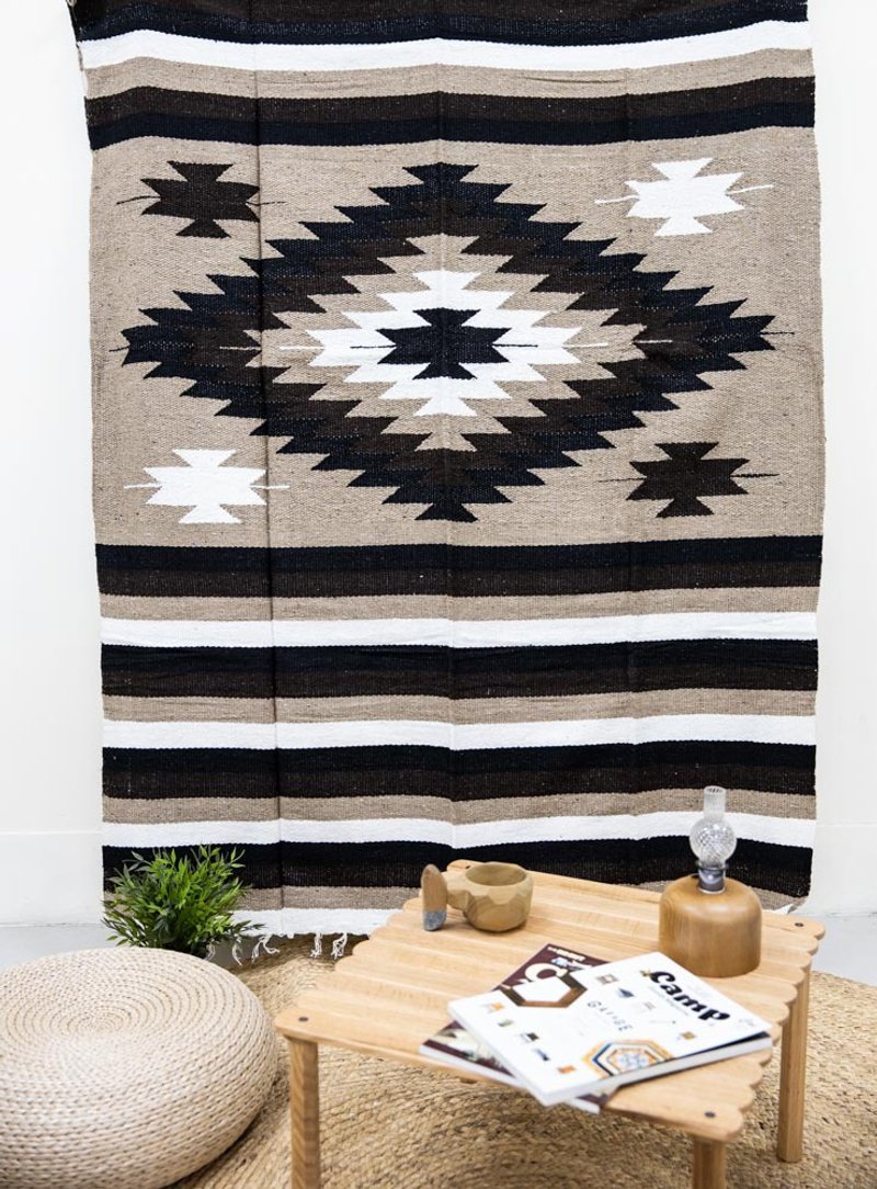 パピヨン 古代の手編みブランケット - ダイヤモンドシリーズ - ヘーゼルナッツコーヒー - キャンプ用品 - その他の素材 