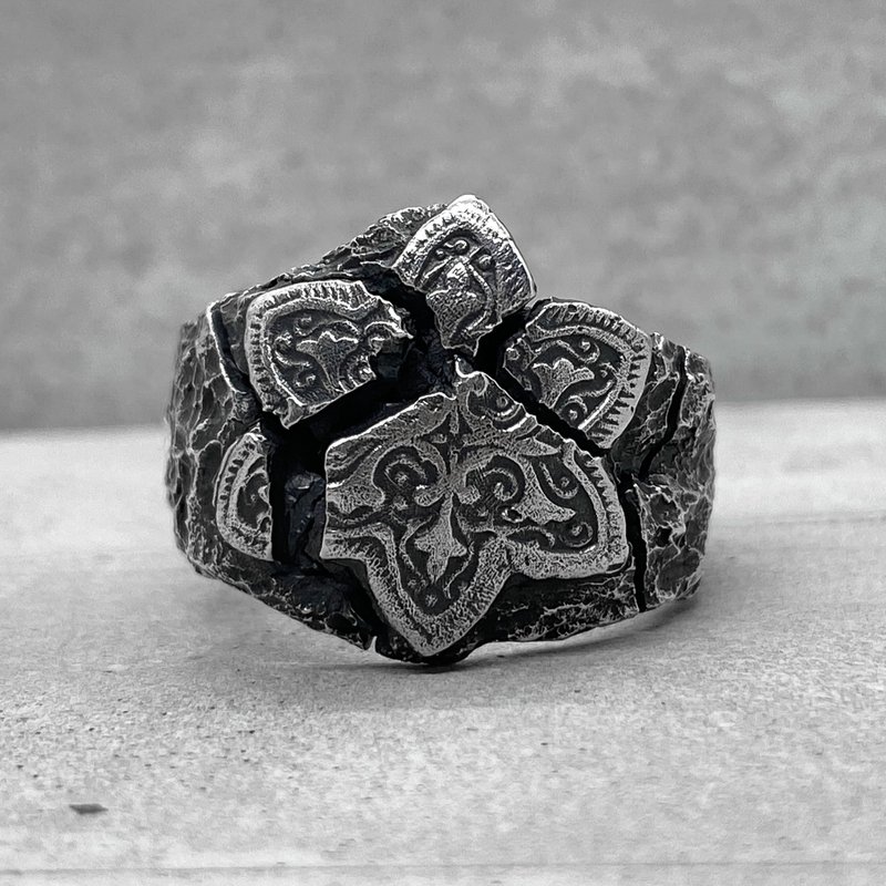 Mosaic ring - unusual ring with an oriental pattern and cracks - General Rings - Sterling Silver 