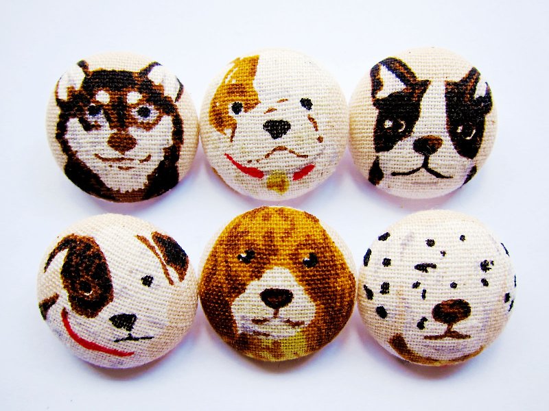 Cloth button knitting sewing handmade material dog button DIY material - เย็บปัก/ถักทอ/ใยขนแกะ - ผ้าฝ้าย/ผ้าลินิน หลากหลายสี