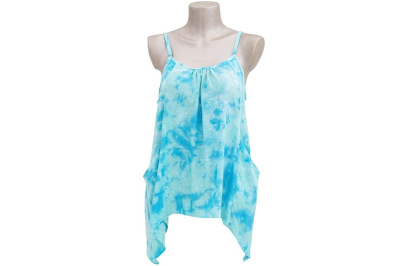 Cute uneven dyed! Camisole Irregular hem Tops <aquamarine> - เสื้อผู้หญิง - วัสดุอื่นๆ สีน้ำเงิน